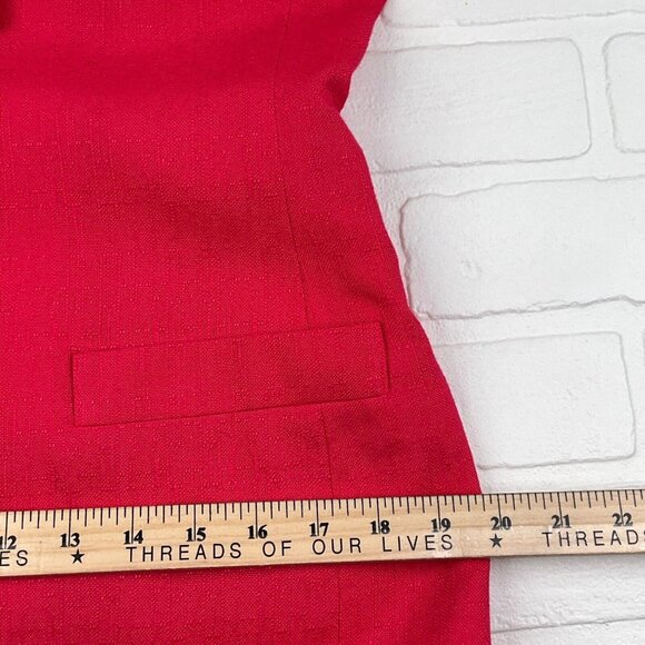 Kasper ASL Dress Women 8 Pink Woven Asymmetical Gold Button Classic 80s VTG - Picture 9 of 12